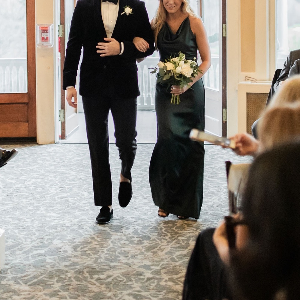 AMSALE ALICIA BRIDESMAID DRESS IN HUNTER GREEN